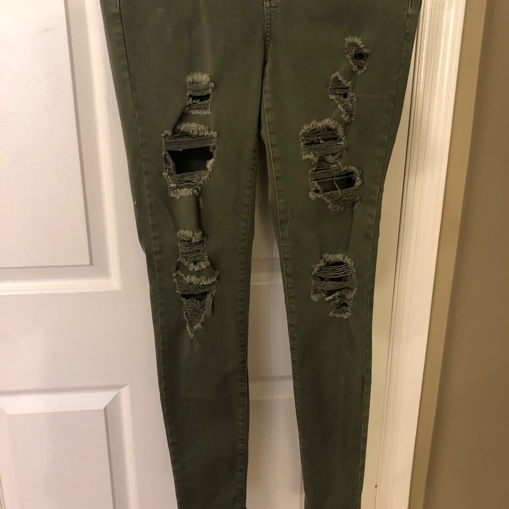 Green high rise jeggings